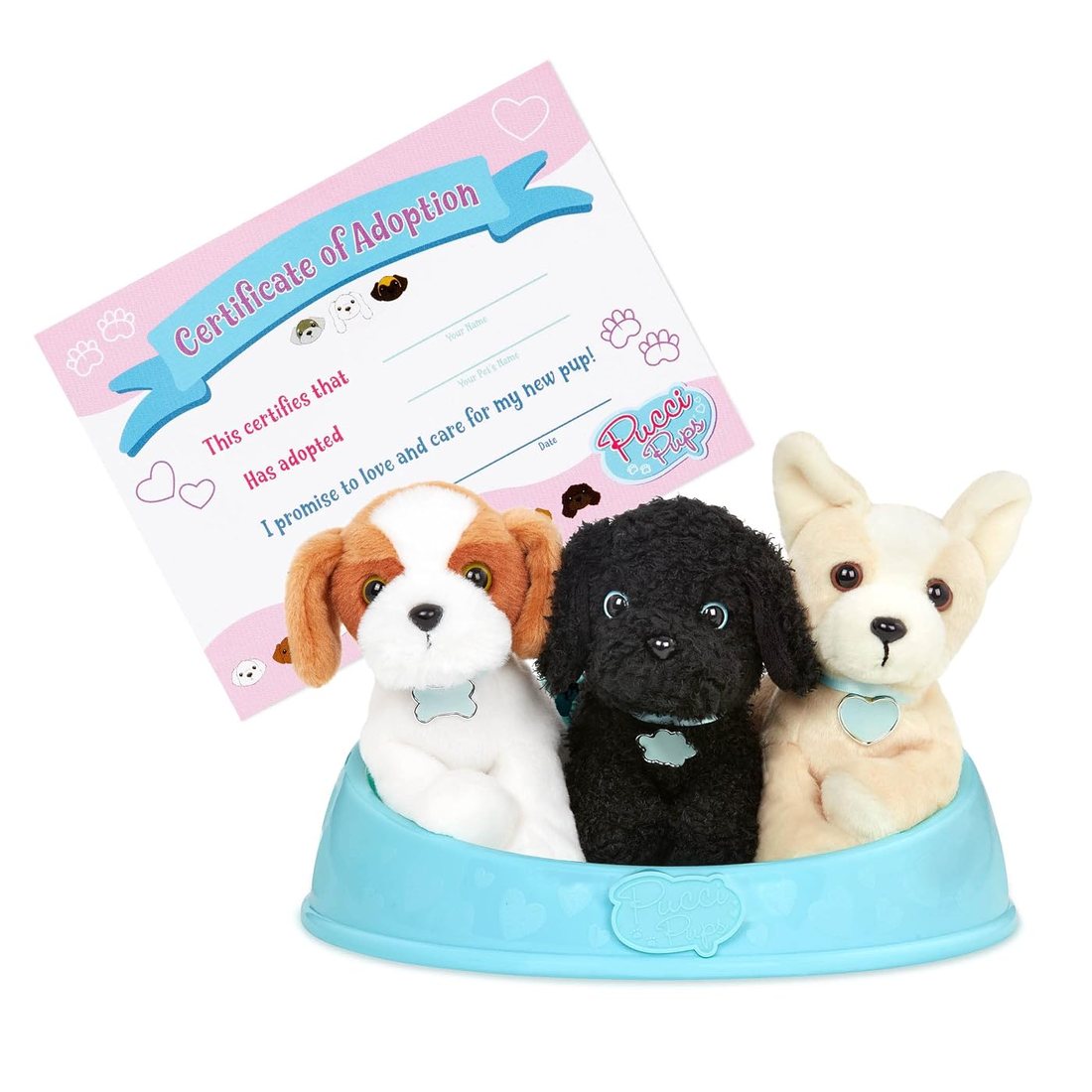 Adopt-A-Pup: Shih Tzu, Chihuahua & Poodle - plush three pups and bag