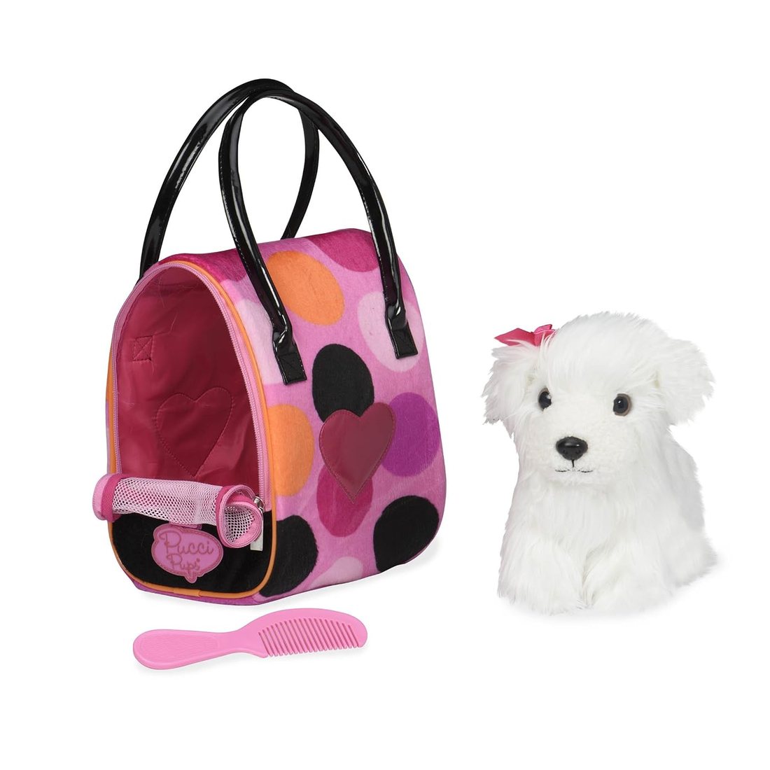 Big Polka Dot Bag & Bichon Frise - plush bichon frise and bag
