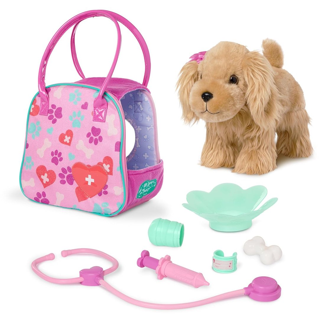 Cocker Spaniel & Vet Care Carrier - plush cocker spaniel and bag