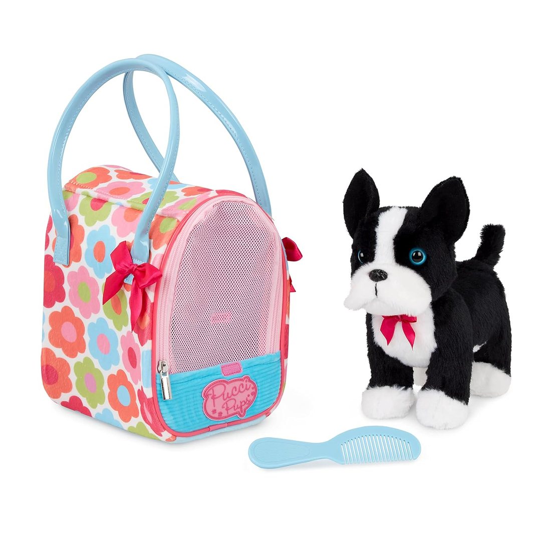 Floral Glam Bag & Boston Terrier - plush boston terrier and bag