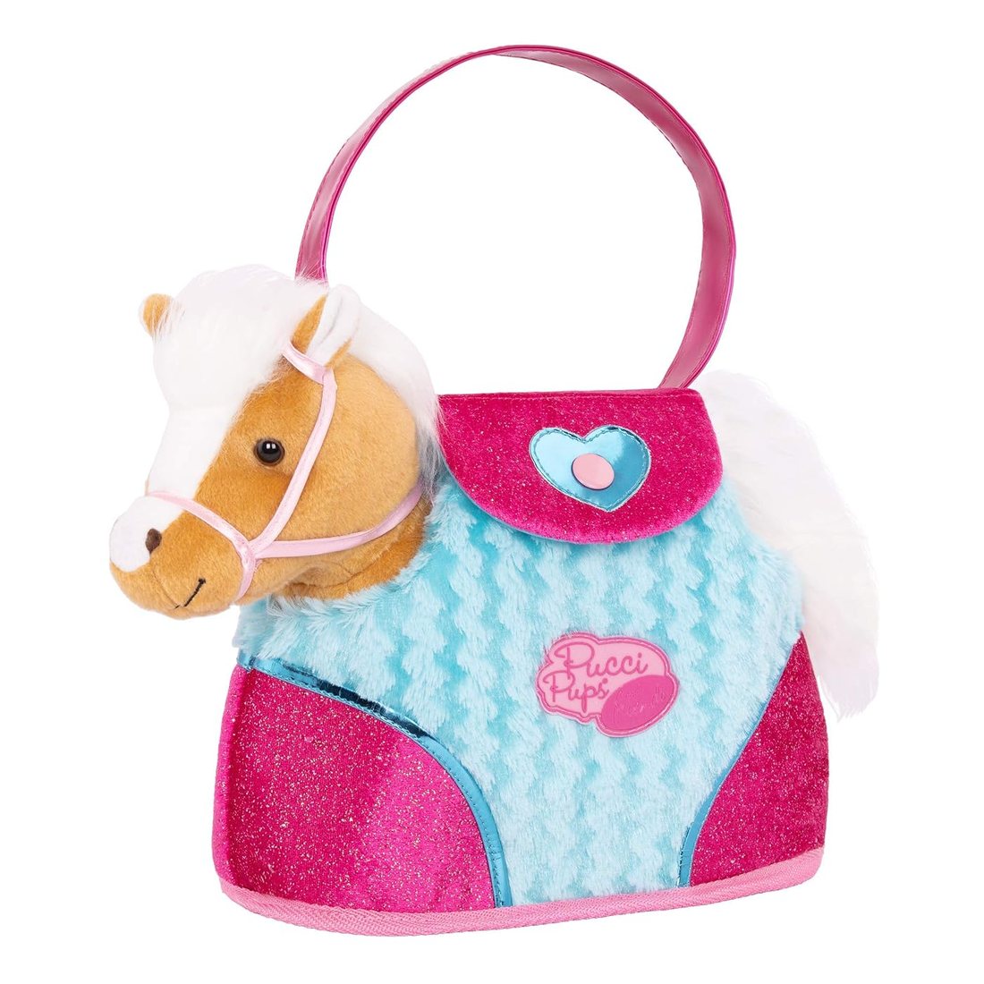 Heart & Stripes Pony Bag — plush pony with its carrier bag