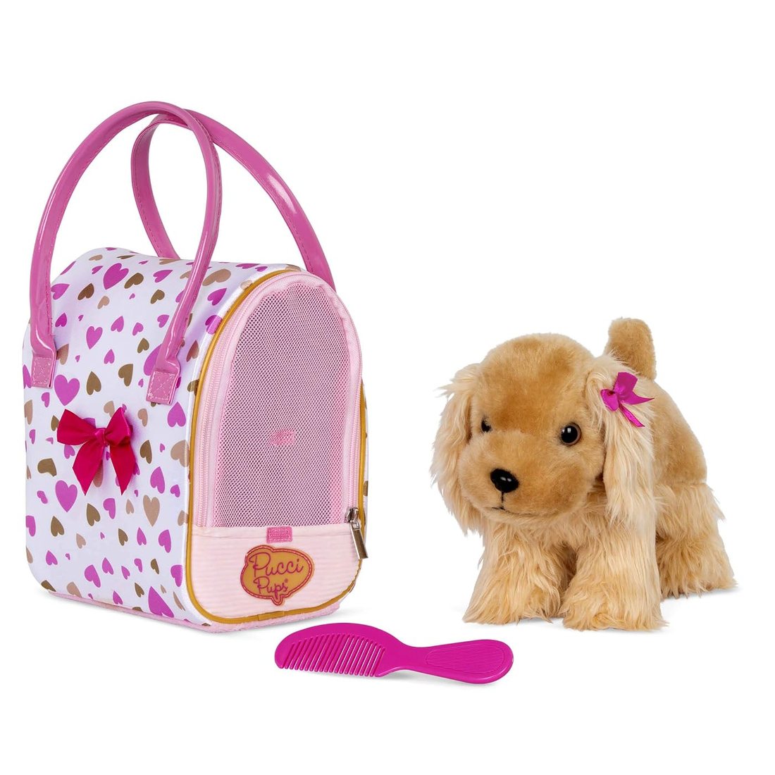 Heart Print Bag & Cocker Spaniel - plush cocker spaniel and bag