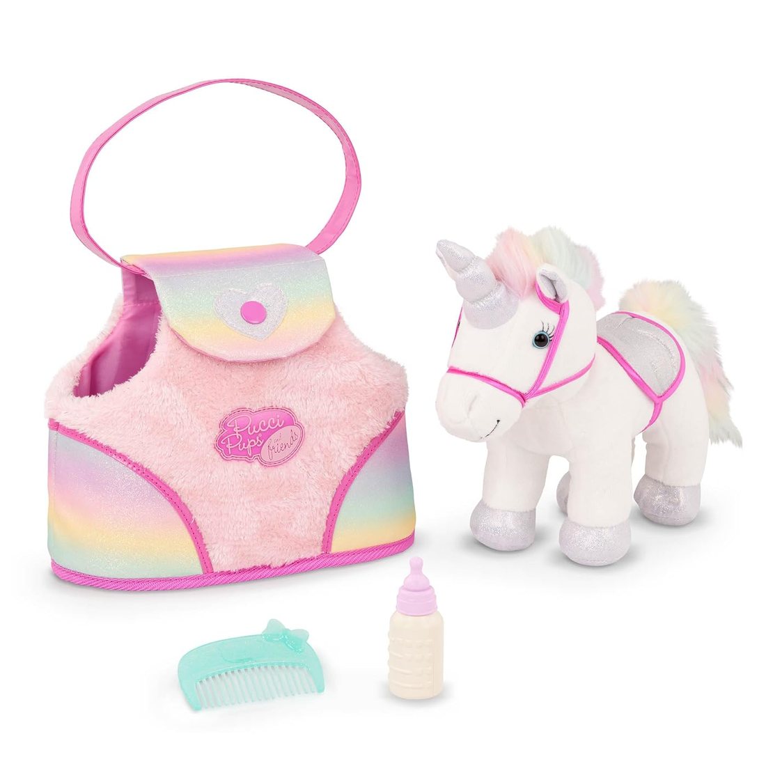 Rainbow Bag & Sparkly Unicorn - plush unicorn and bag