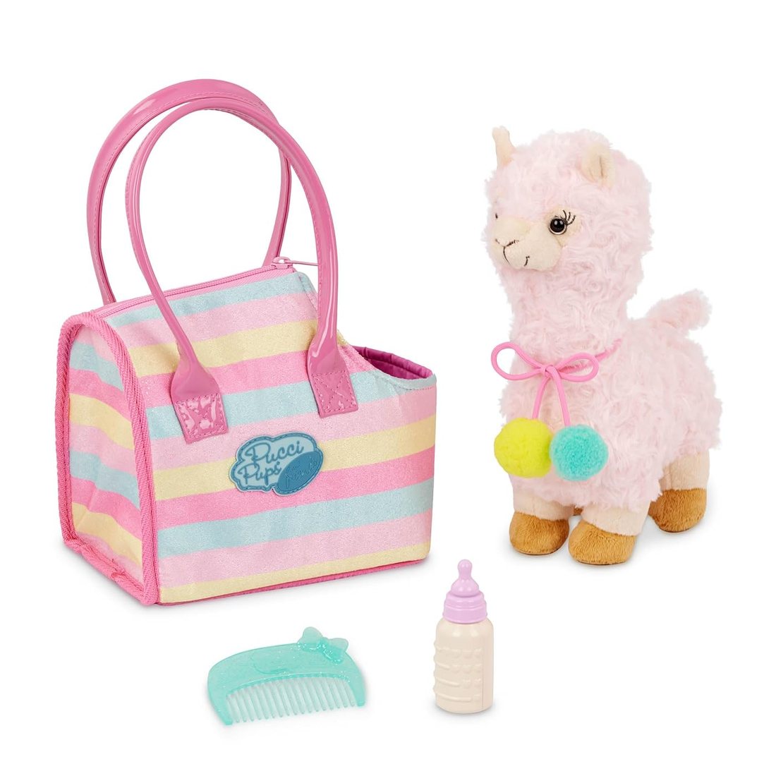 Striped Bag & Llama - plush llama and bag