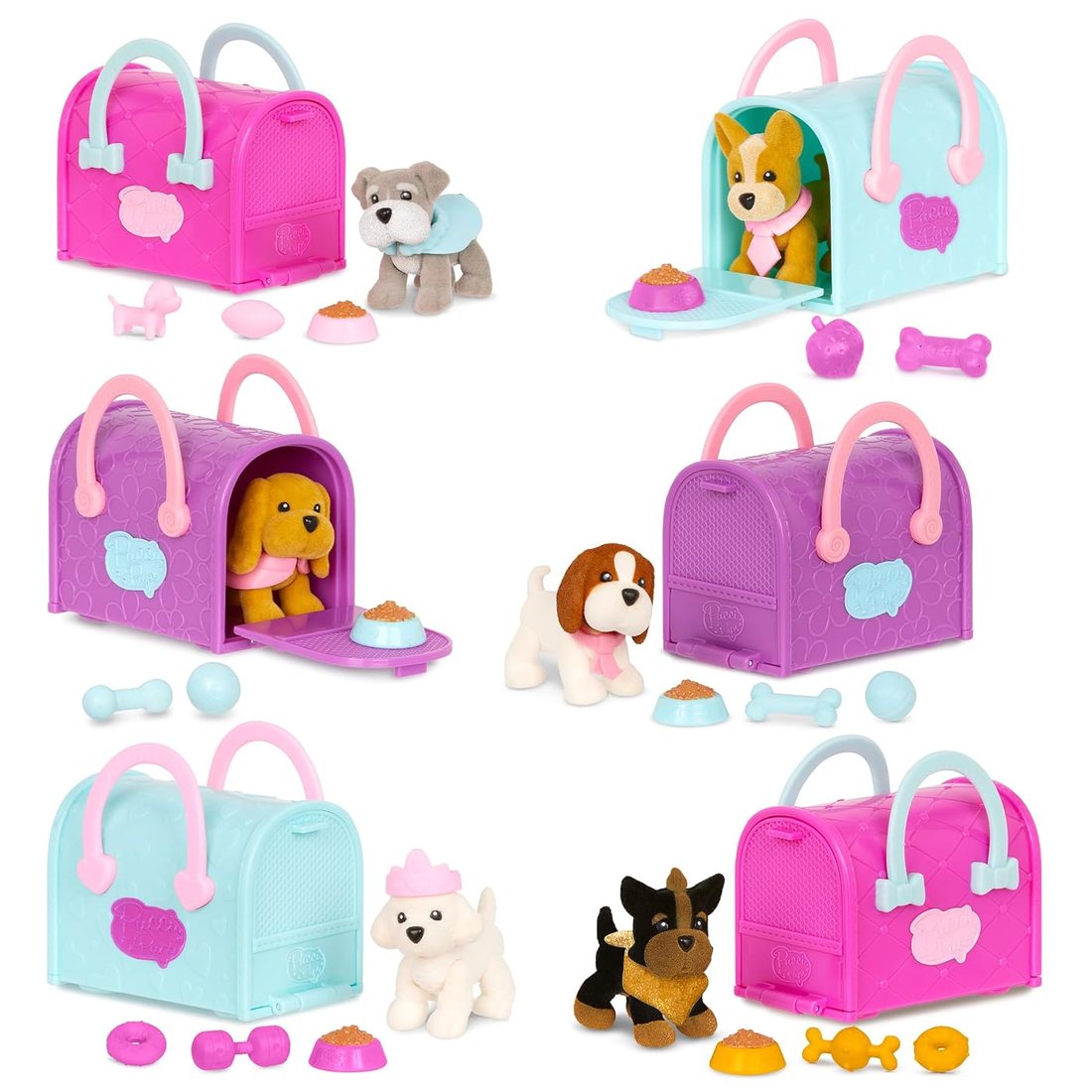 Surprise Six-Pack, Litter One — plush six pups with its carrier bag