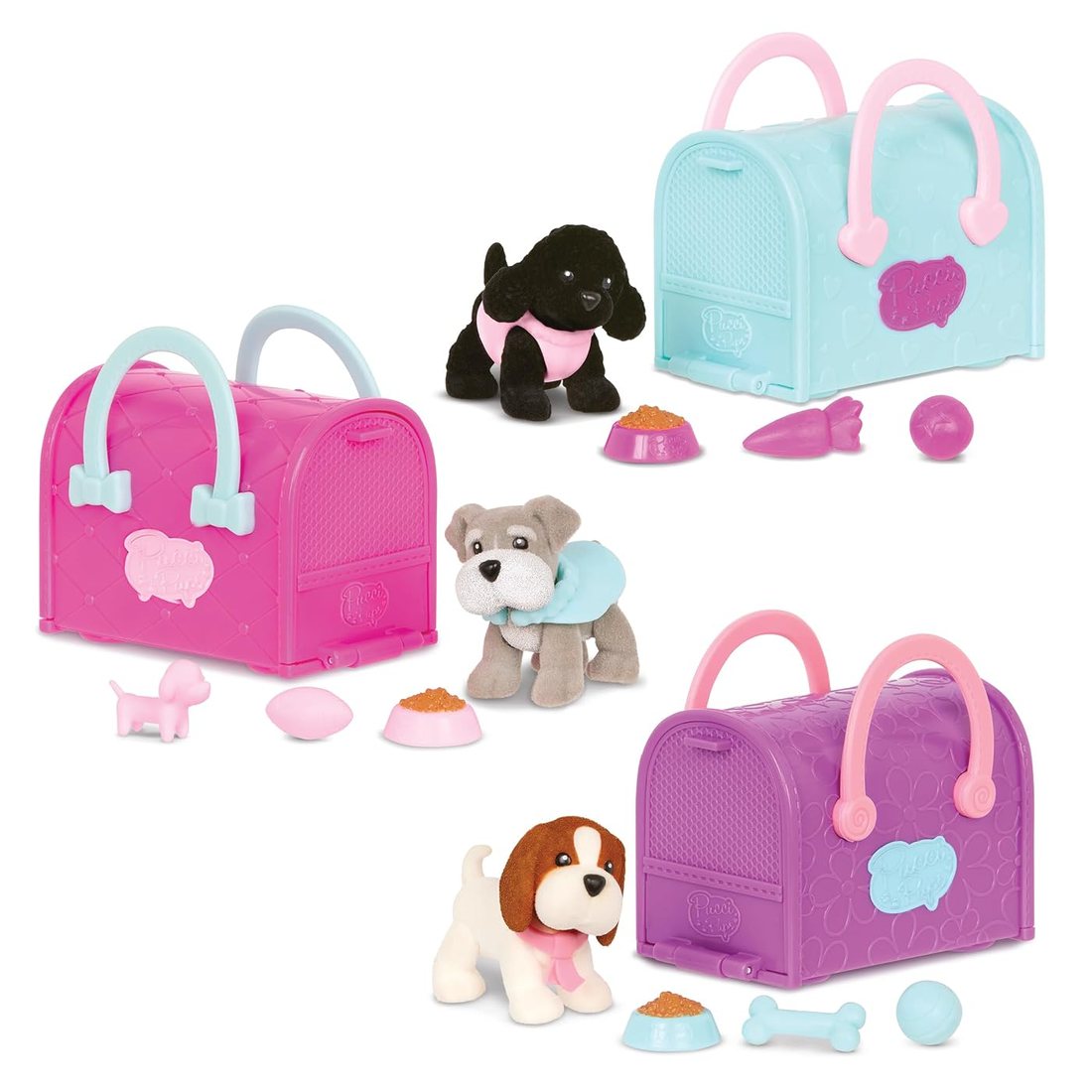 Surprise Trio: Beagle, Schnauzer & Poodle - plush three pups and bag
